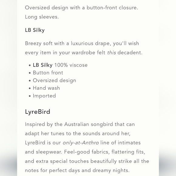 NWT LyreBird Pajama Shirt - Picture 5 of 6